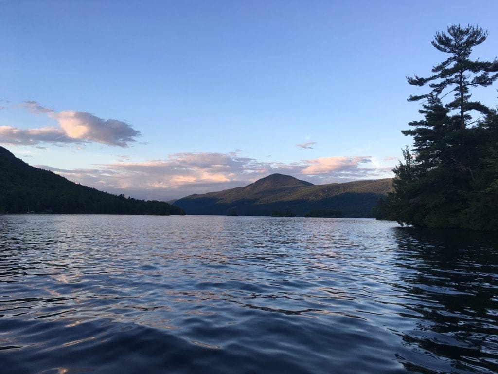 50th Year of a Family Camping Trip Tradition Reimagined 6 Mountains, calm waters and tree lined coast of Lake George, New York