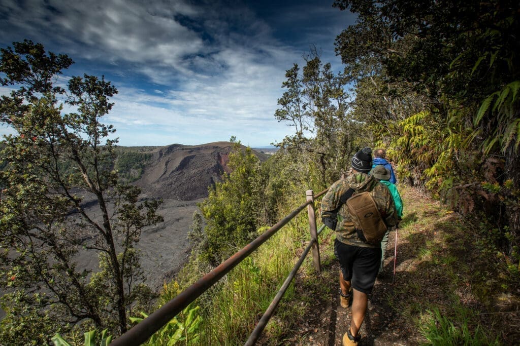 January 2021 - Park of the Month 16 Hikers Experience the Restored Kīlauea Iki Trail near Trail Marker 4